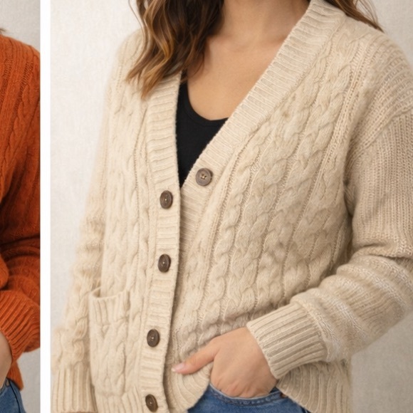 Abercrombie & Fitch Sweaters - Abercrombie & Fitch Cream Button-Up Sweater